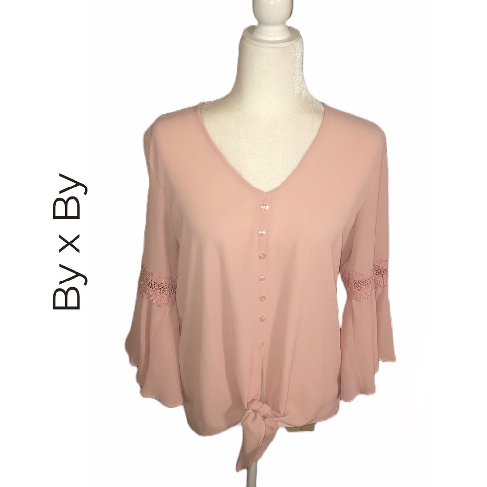 By x By • Pink Peasant Blouse • L